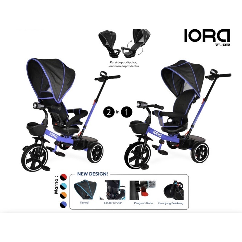 BABY STROLLER PMB IORA T18 TRICYCLE T-18 T 18 DORONGAN ANAK BAYI KERETA DORONG ANAK BAYI T09 T 09 T10 T 10 T11 T 11 T17 T 17 T21 T 21 T22 T 22 T23 T 23