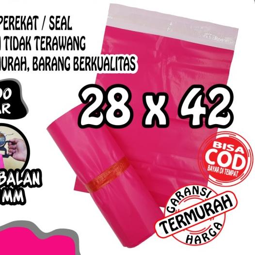 

✽ 28x42 PINK SEMI PREMIUM POLYMAILER PACKAGING ONLINE ADA PEREKAT ☏