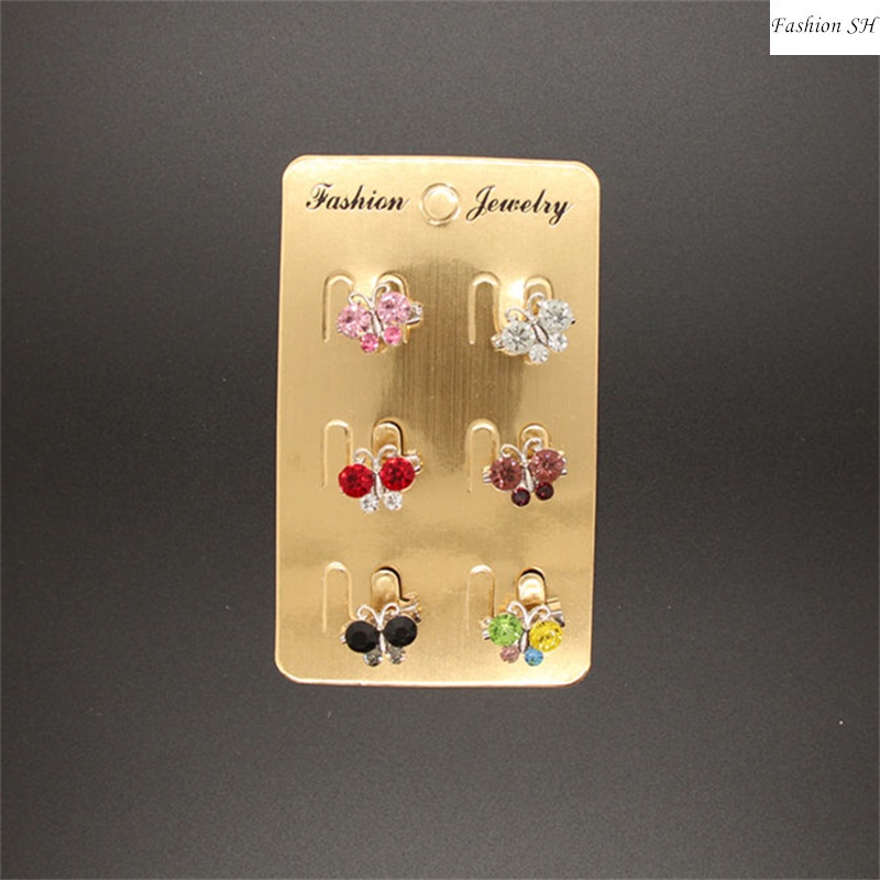 6pcs Bros Pin Butterfly Kecil Hias Berlian Untuk Aksesoris Scarf Wanita M70038-9