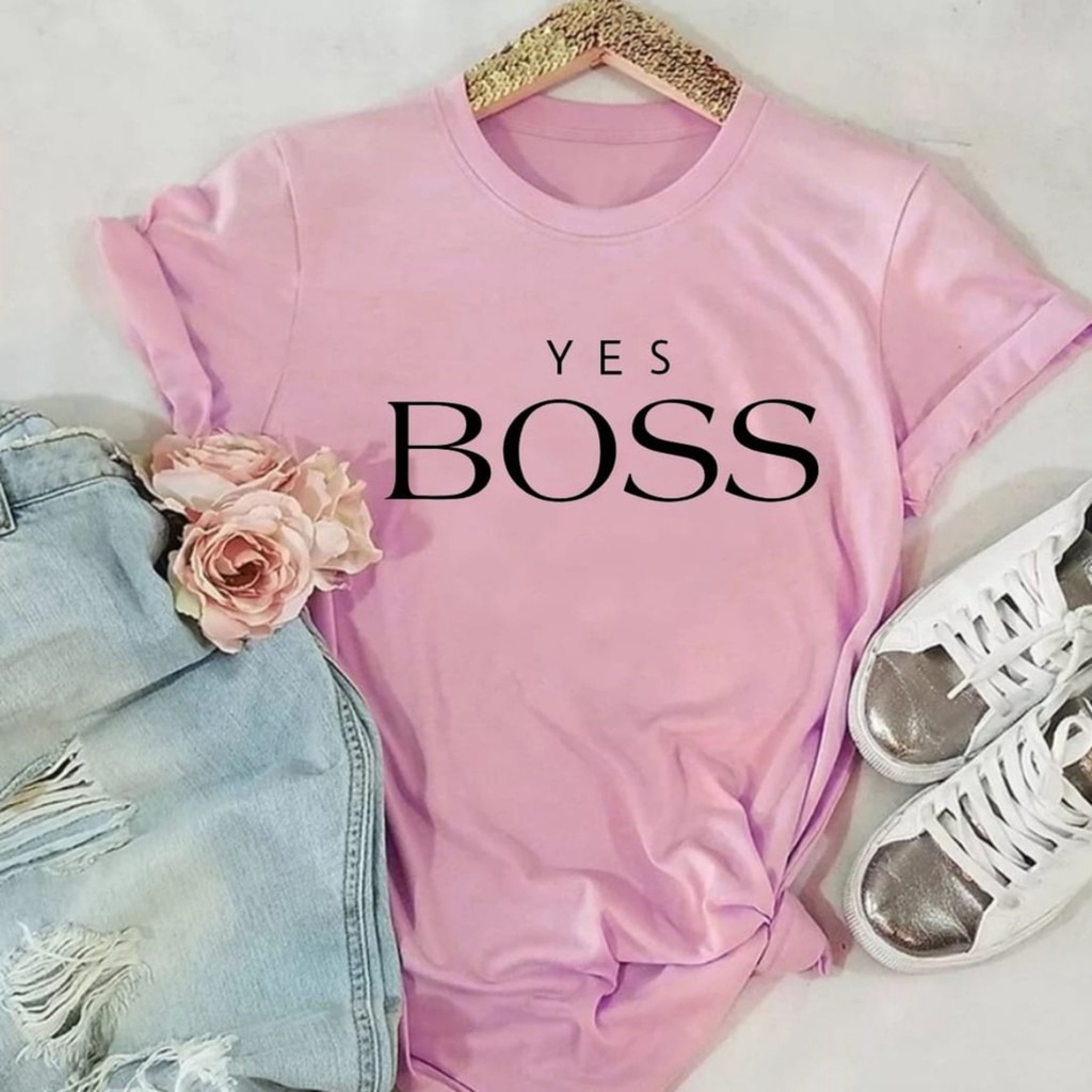 Kaos Wanita YES BOSS / Tshirt Combed 30s Wanita / Tumblr Tee / Atasan Baju Lengan Pendek