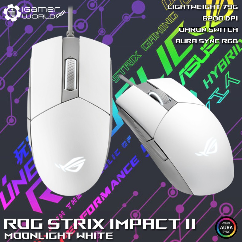 Asus Rog Strix Impact Ii Moonlight White Ambidextrous Gaming Mouse Shopee Indonesia