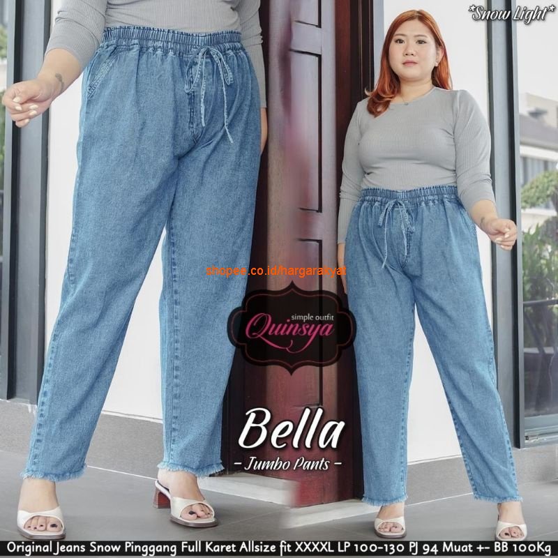 Bella Jeans Asli Jumbo Rawis Pinggang Kolor Muter