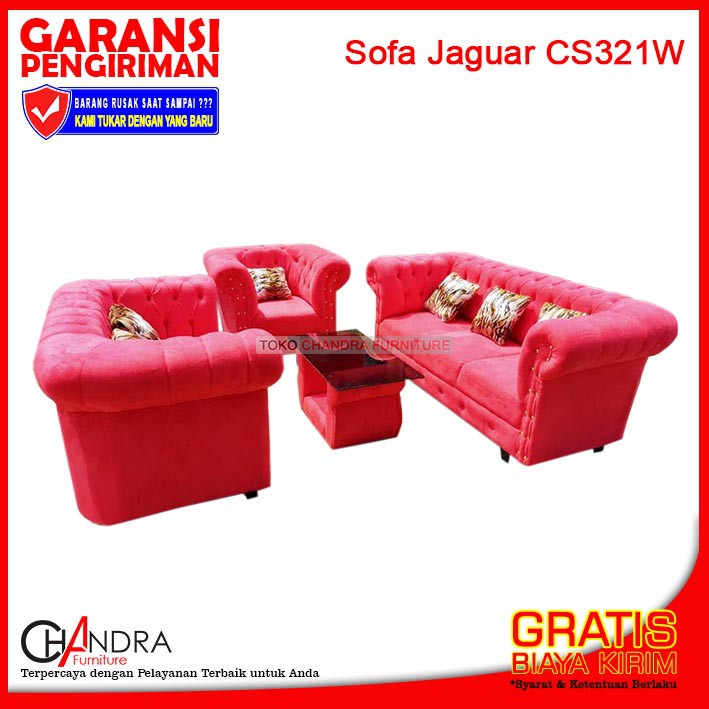 SOFA JAGUAR CHESTERFIELD 321C SUPER MEWAH + MEJA BERGARANSI (Seribu Kancing, Kursi Ruang Tamu)