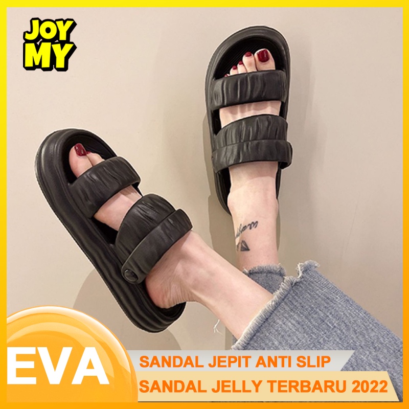 Sendal jelly wanita kekinian import korea EVA Anti slip Sandal wanita terbaru 2023 Sepatu sendal slop karet wanita murah