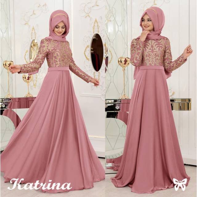 STAFA - Baju Gamis Muslim Terbaru 2021 Baju Pesta Wanita kekinian gaun remaja Muslimah Katrina