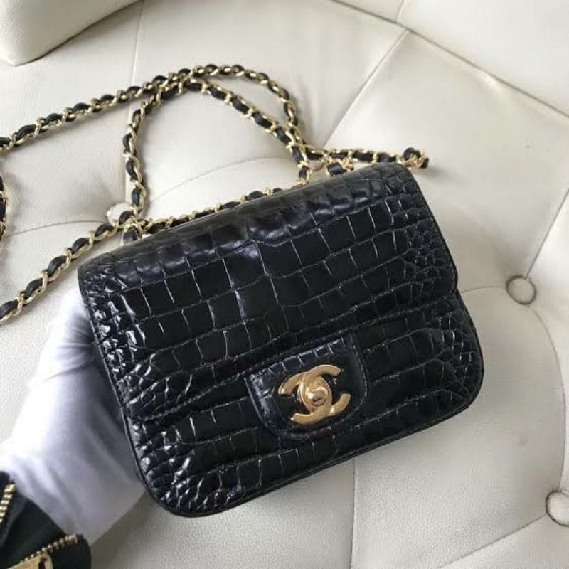 TAS IMPORT BABY CROCO SMALL FREE BOX AAC. GOLD 2 FUNGSI UK.19 BRANDED BAG SLEMPANG MINI MIRROR SUPER VIBELLESHOPBAGS 0979