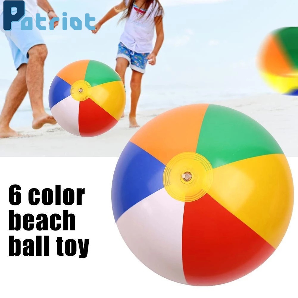 Mainan Bola Pantai Tiup Warna-Warni Ukuran 30cm Untuk Outdoor / Liburan / Olahraga Air