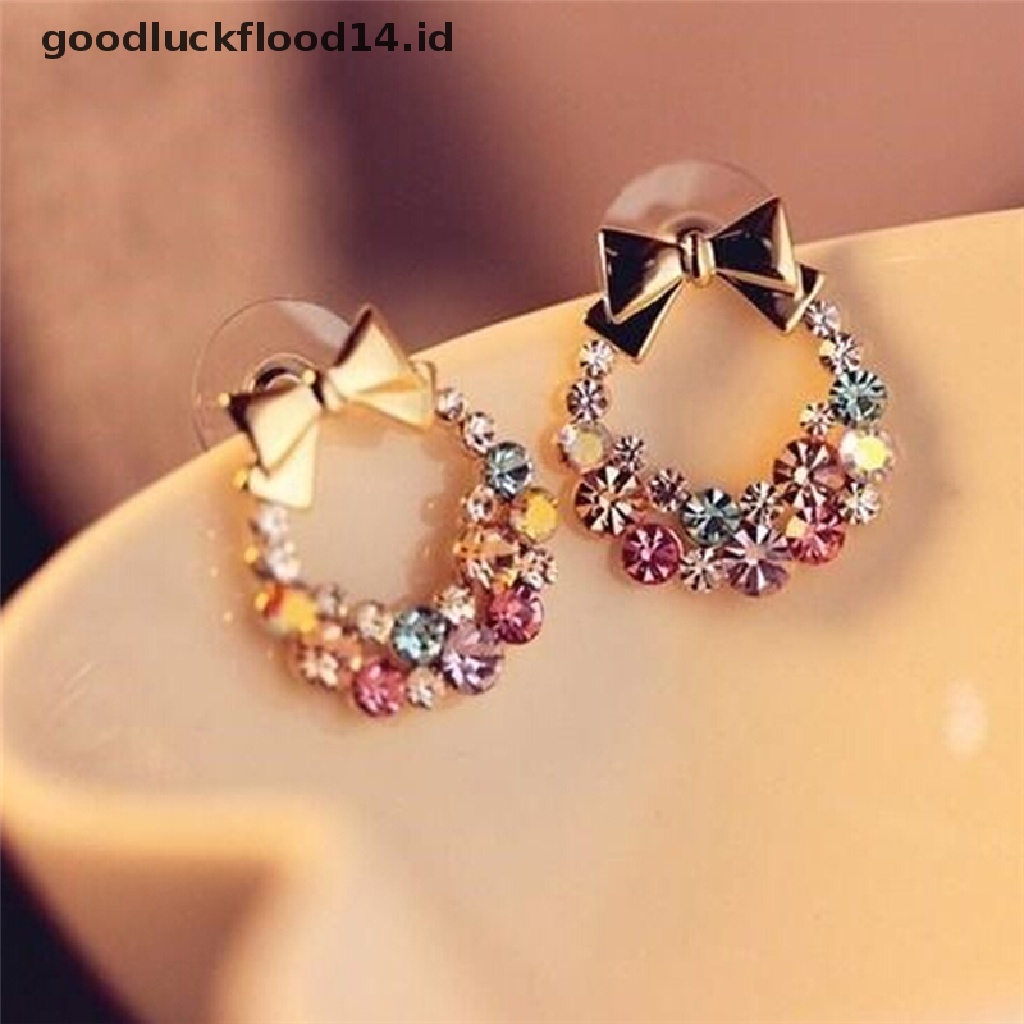 [OOID] 1pair Fashion Women Lady Elegant Crystal Rhinestone Ear Stud Earrings Jewelry ID