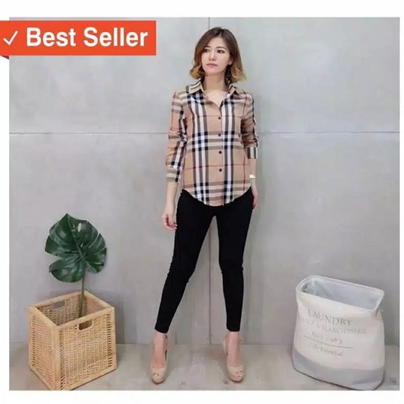 kems burberry MC / kemeja wanita / atasan kemeja wanita / atasan wanita / pakaian wanita / kemeja-1