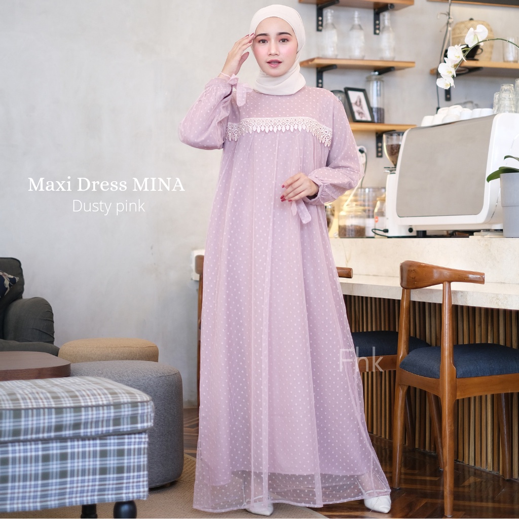 MAXI DRESS MINA / GAMIS PESTA / GAMIS JUMBO FASHION MUSLIM DRESS GAMIS