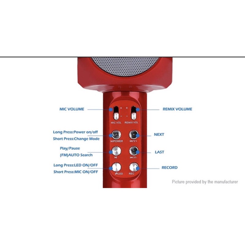 Microphone &amp; Speaker Bluetooth PINZY WS - 1816 LED- Microphone WS 1816 LED