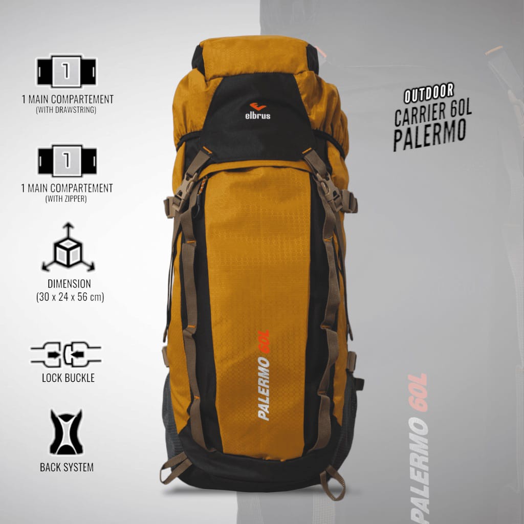 Tas Carrier Gunung 60L - Ransel Hiking Trekking - Outdoor Backpack / Daypack - Free Rain Cover