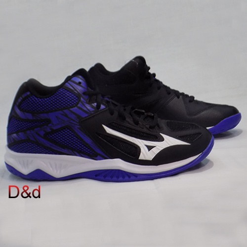 Sepatu Volly Mizuno Thunder Blade 3 Mid Black White Violet Blue
