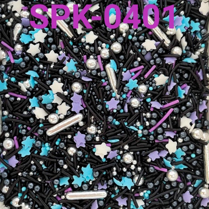 

SPK-0401 SPRINKLES TRIMIT SPRINKEL 1KG MESES HITAM MIX BINTANG STAR DISKON GEDE