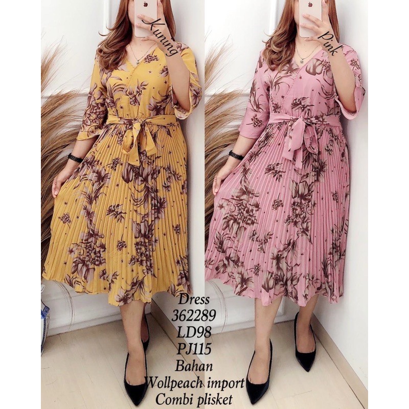 362889 Dress Wollpeach Import Combi Plisket