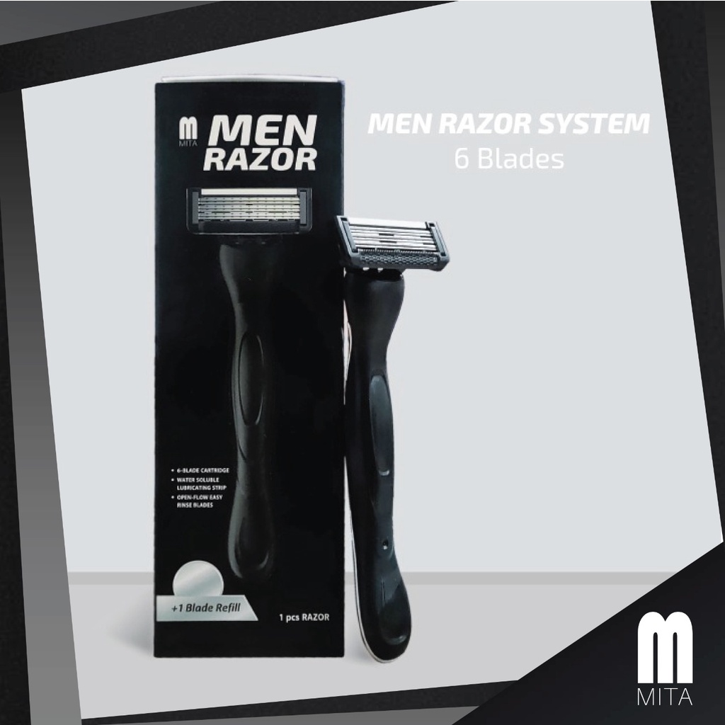 MITA MEN Pisau Cukur System 6 Mata (1 Gagang &amp; 2 Cartridge)