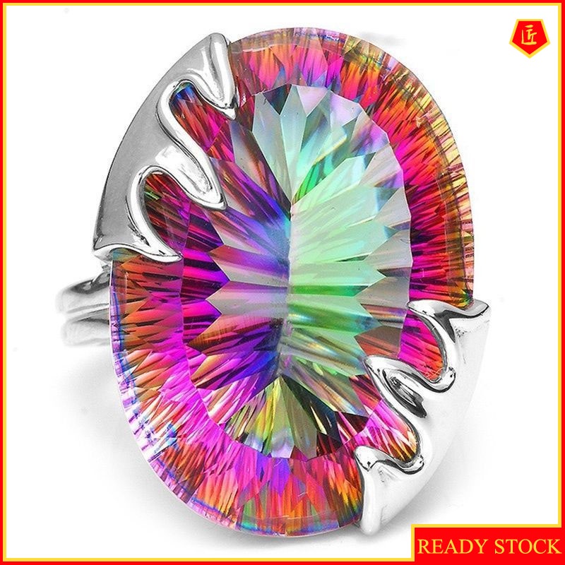 [Ready Stock]Colorful Topaz Ring Fashion Personality