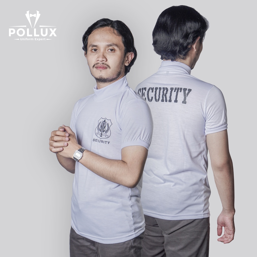 kaos Security Kaos Satpam Terbaru Kerah Tinggi Kerah Pendek Warna Putih Tebal, Adem &amp; nyaman