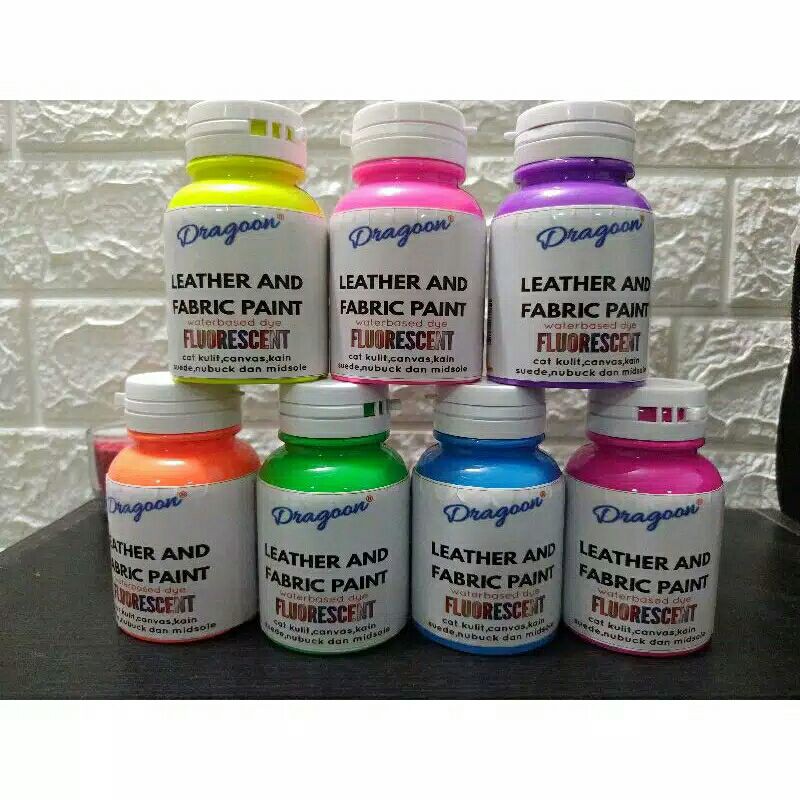 Cat Fluorescent Warna Neon Warna Stabilo Leather and Fabric Paint Cat Kulit Canvas Suede 150 ml