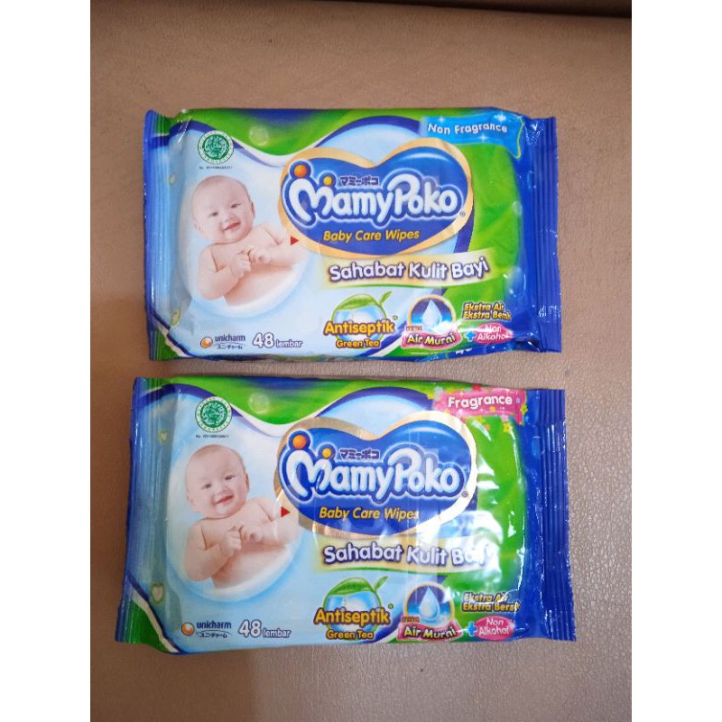 MAMYPOKO Baby Wipes Antiseptic Fragrance and Non Fragrance 48's