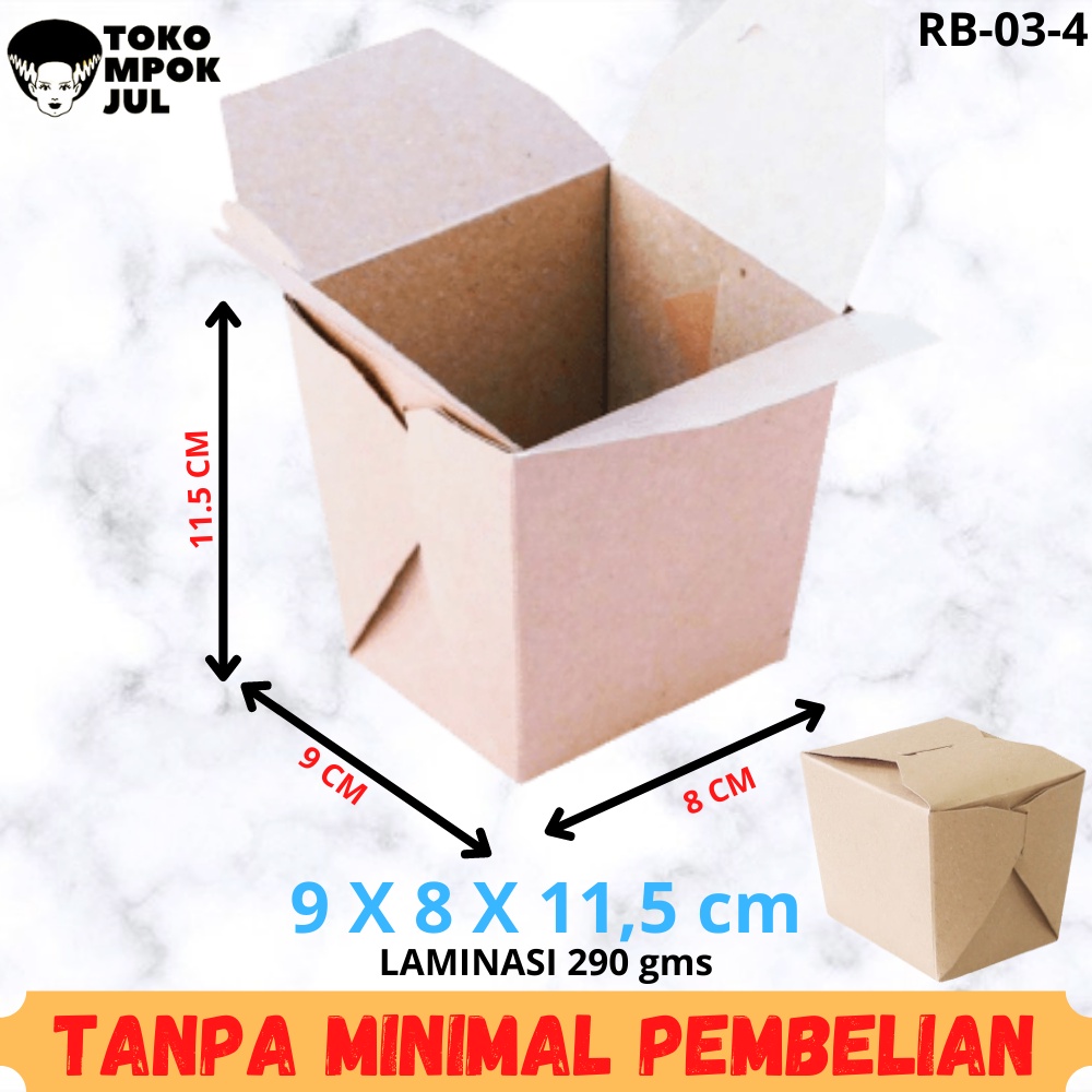 TANPA MINIMUM - Rice Box Nasi Goreng Kardus Box Dus Kotak Nasi Spageti Mie Ayam 9x8x11,5 cm Laminasi