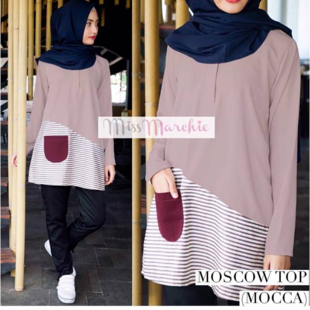 Preloved tunik blouse moscow top by miss marchie missmarchie mocca size SM