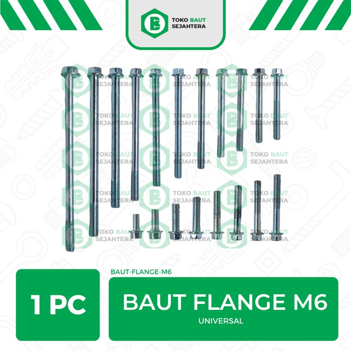 BAUT FLANGE/ BAUT BLOK MESIN / BAUT K.8 (GALVANIS PUTIH) UKURAN M6 (10 PCS)