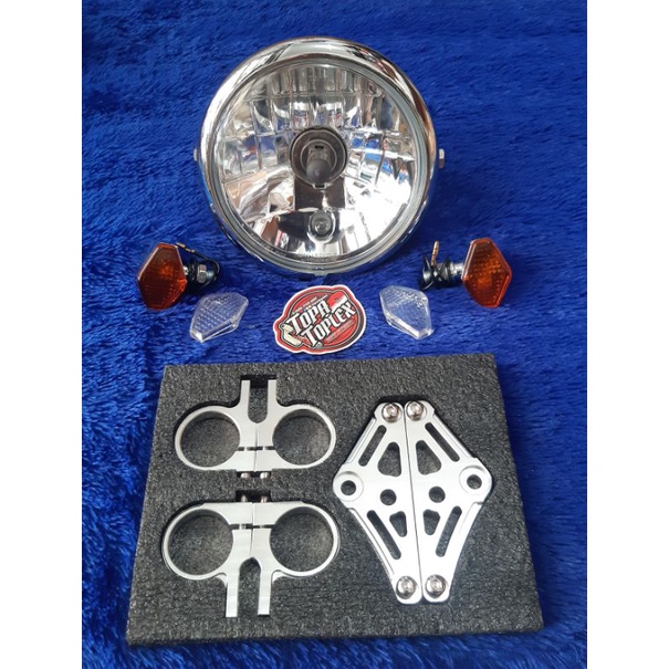 paket lampu depan jute bening ori taiwan sett sein diamond & pangkon lampu cincin CNC as 33