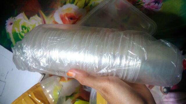 [50pcs] Gelas Plastik Agar-agar 100ml / Wadah Saus Keju Bertutup