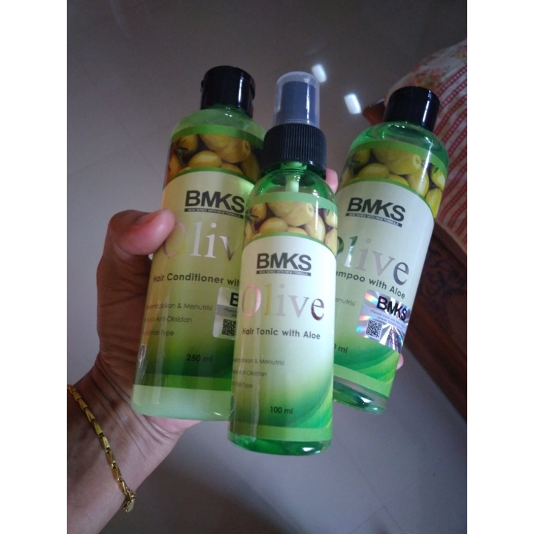 Paket Penyubur Rambut Shampo + Tonic + Kondisioner Ampuh Menumbuhkan Menebalkan | BMKS Olive