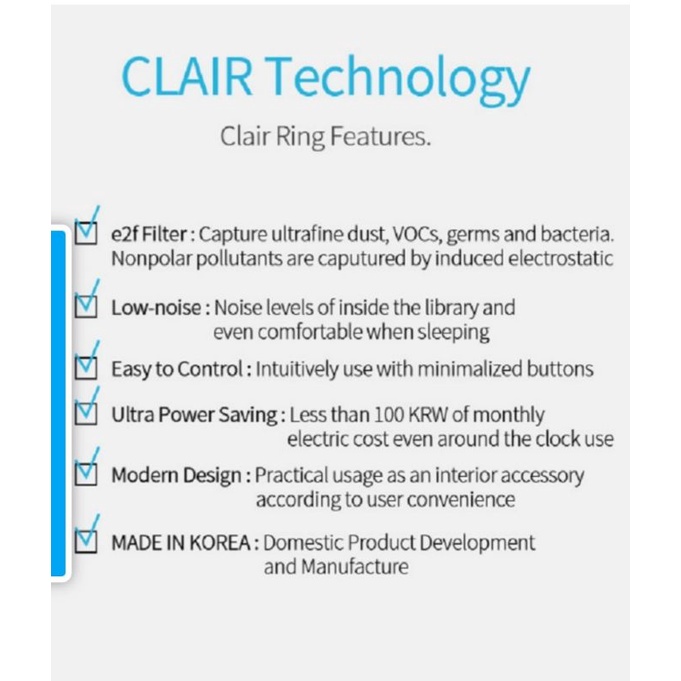 clair air purifier penjernih penyaring udara kotor MADE IN KOREA