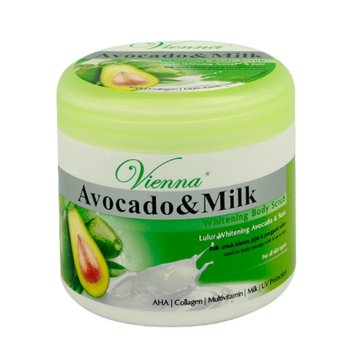 Lulur Alpukat & Susu / Vienna Brightening Body Scrub Avocado & Milk