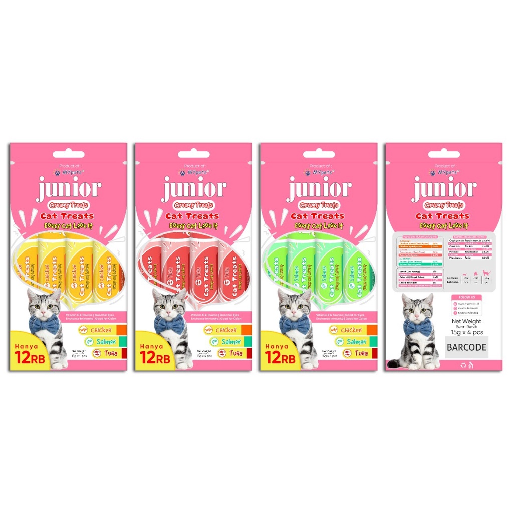 Junior Creamy Treats 1 pack isi 4 pcs Cemilan kucing