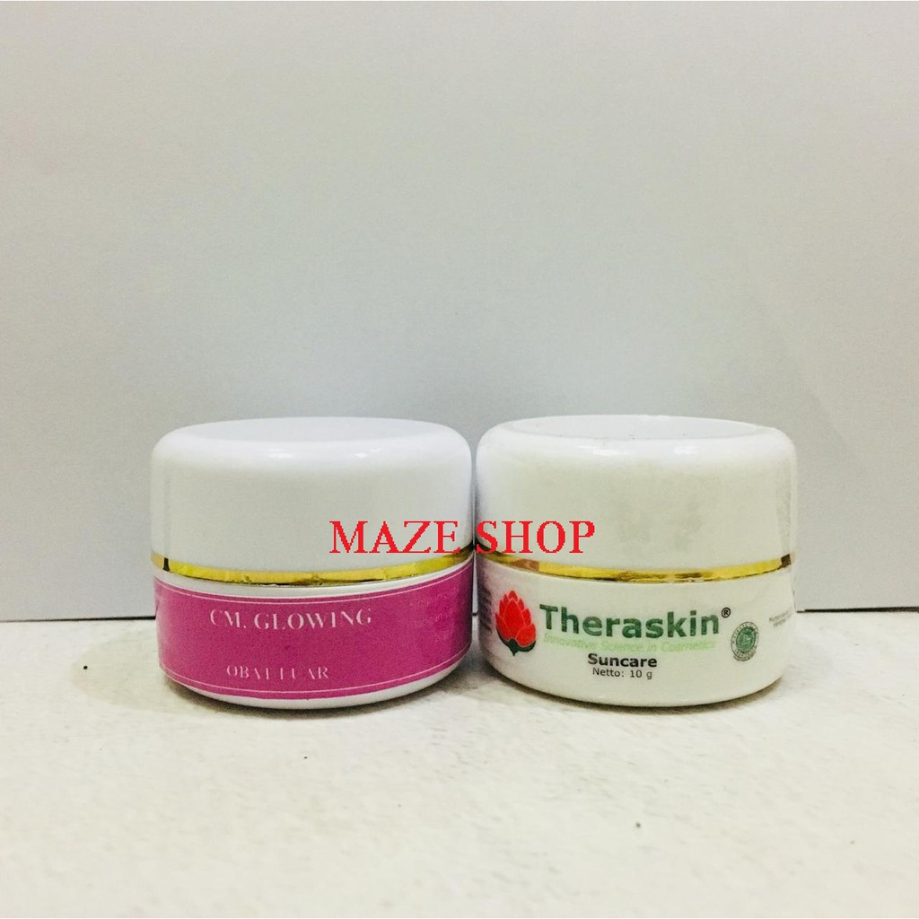 PAKET CREAM GLOWING THERASKIN CREAM SIANG MALAM UNTUK FLEK HITAM DOUBLE GLOWING