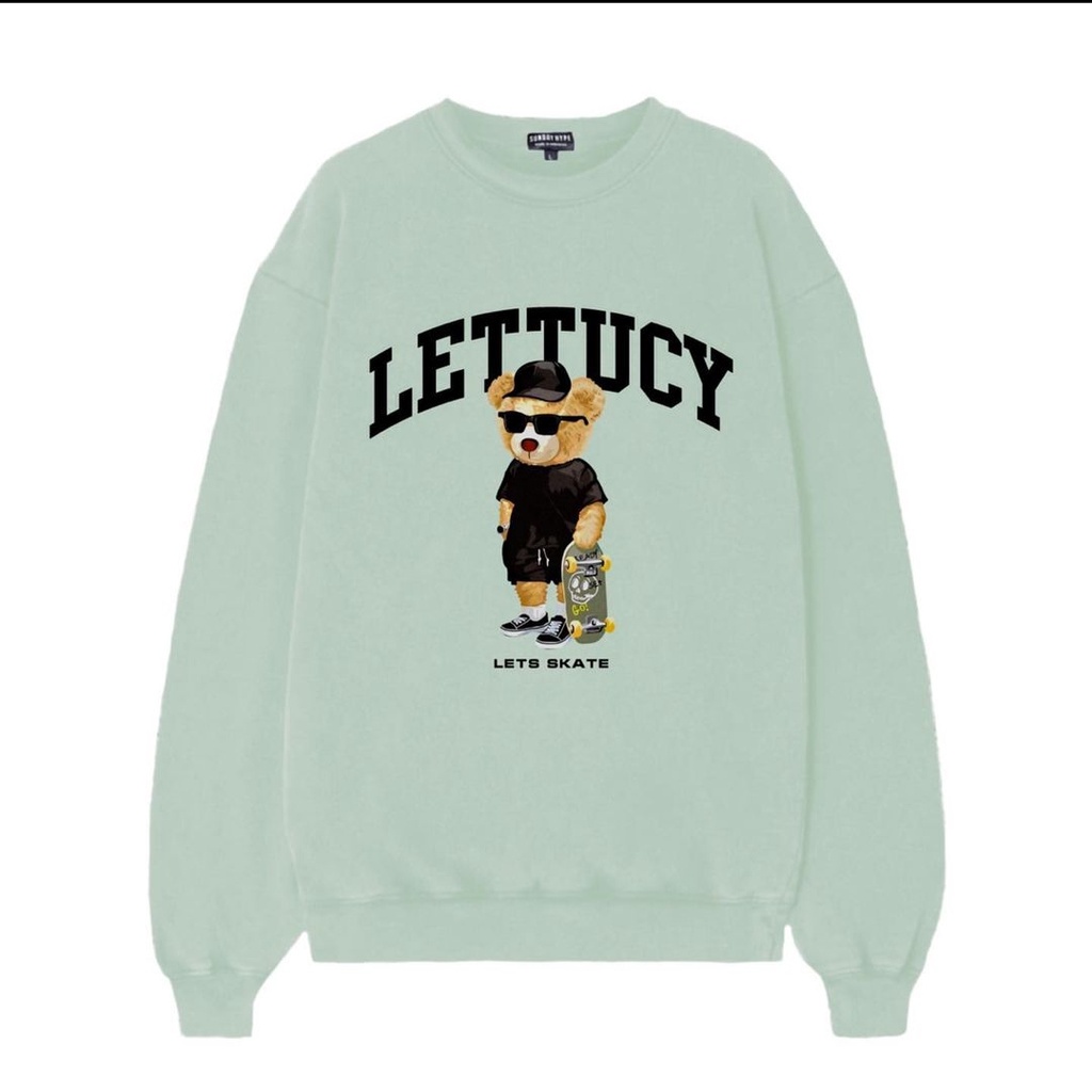 LETTUCY - CREWNECK SWEATER BLACK & CREAM-skate bear