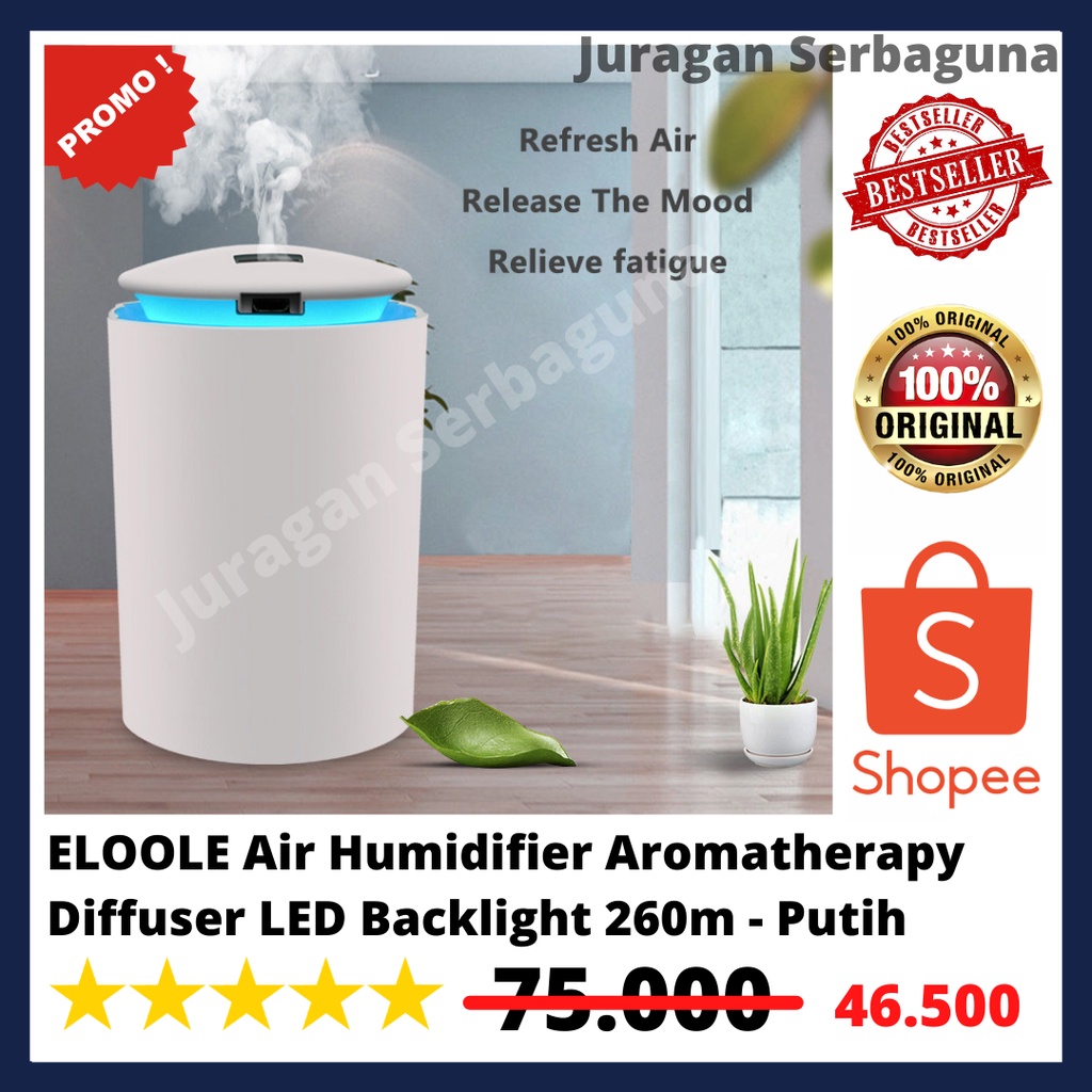 ELOOLE Air Humidifier Aromatherapy Diffuser LED Backlight 260m - Putih