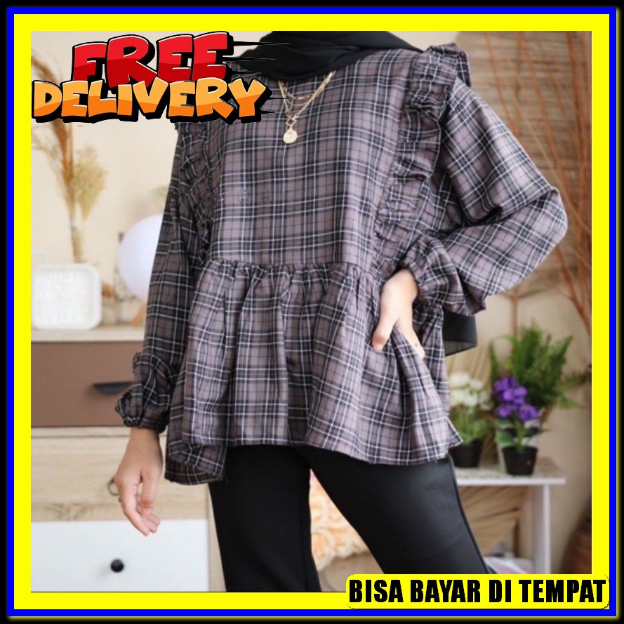 [S1085]Blouse Bunga Wanita Import Lengan Panjang Chiffon Korean Style Rd Fashion Cirelea Blouse - Bl