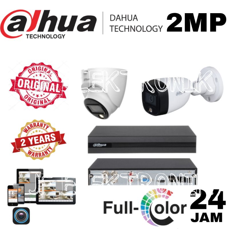 Paket Cctv 4 Channel Dahua 2 Kamera 2mp Full Color Komplit Tinggal Pasang