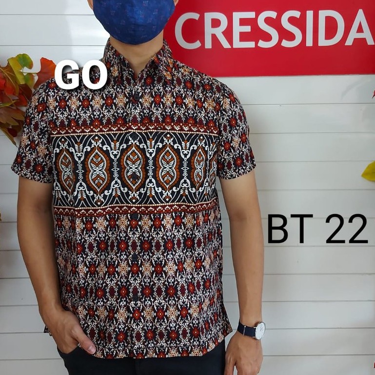 gos CRESSIDA KEMEJA BATIK Pakaian Pria Atasan Kemeja Hem Casual Reguler Original Lengan Pendek Bagus