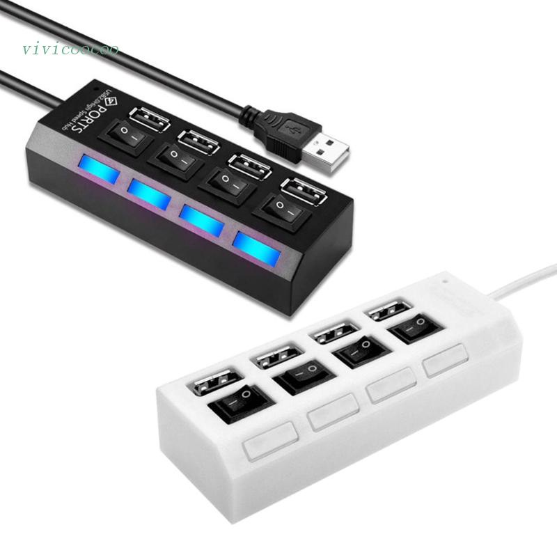 Vivi Hub Splitter 4 port USB 2.0 Transfer Data Fast Charging Dengan Lampu LED