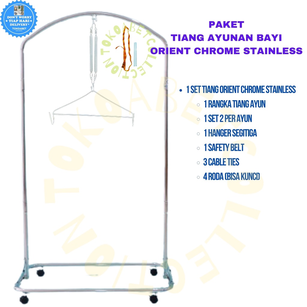 Ayunan bayi CHROME STAINLESS ORIENT (TIANG + RODA SAJA)#tokoabet