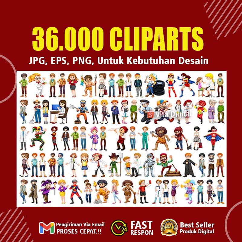 Paket Lengkap 36000 Cliparts untuk kebutuhan Desain EPS, PNG, JPG