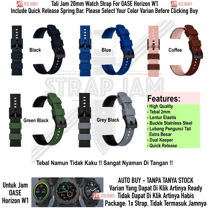 HNN Tali Jam Tangan Oase Horizon W1 - Strap 20mm Rubber Lentur Nyaman