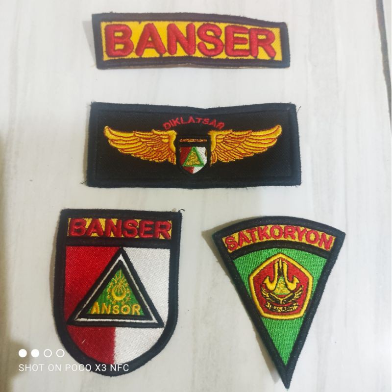 sedia logo bordir banser timbul 3d bisa cod, bisa custom