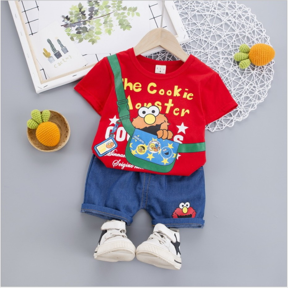 littlekiddoss BC2108 Baju Setelan Kaos Celana Pendek Anak Laki-Laki Baju Bayi