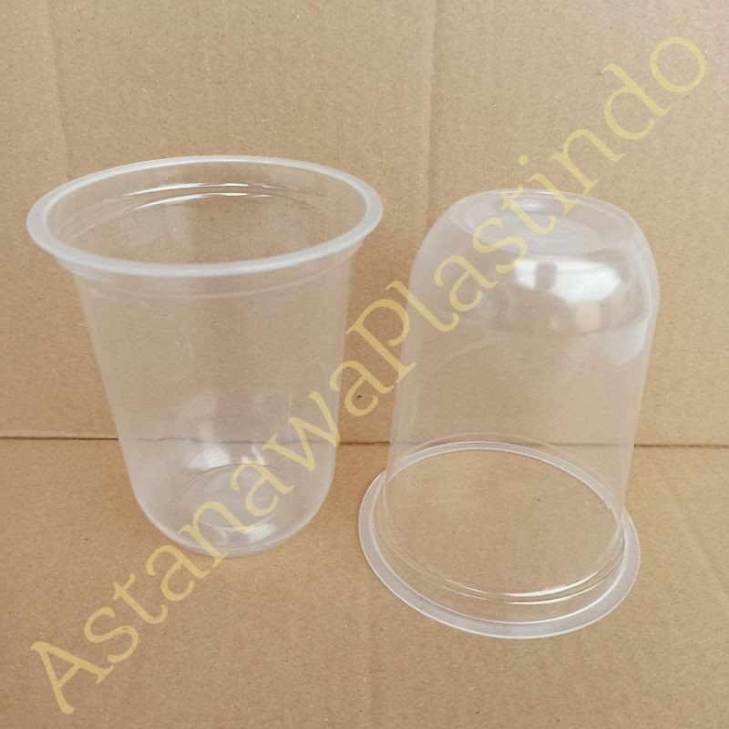 Gelas plastik PP boba U Shape cup 14 OZ PP Tebal Nusapack