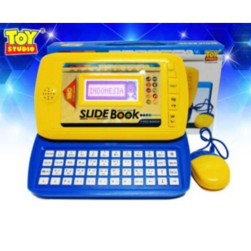 MAINAN LAPTOP NETBOOK 180 FUNGSI 3 BAHASA LAYAR LCD WARNA DENGAN MOUSE