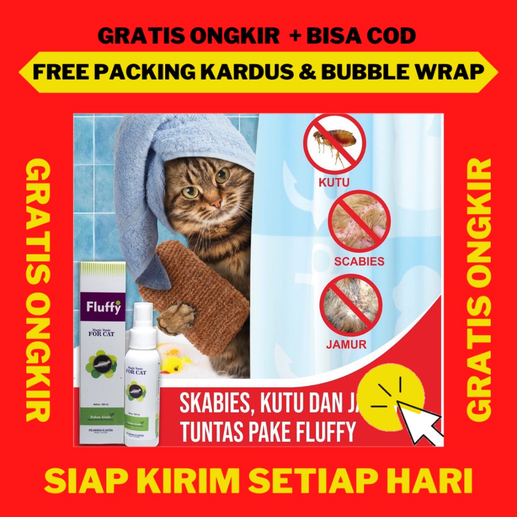 Obat Kutu Kucing dan Telur Kutu Ampuh Fluffy, Obat Kutu Kucing Kitten Tetes Fluffy, Obat Scabies Kuc