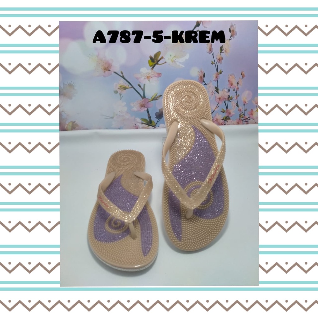 sandal wanita import model flat kasual nyaman dan modis glanzton A787-5 uk 37-41