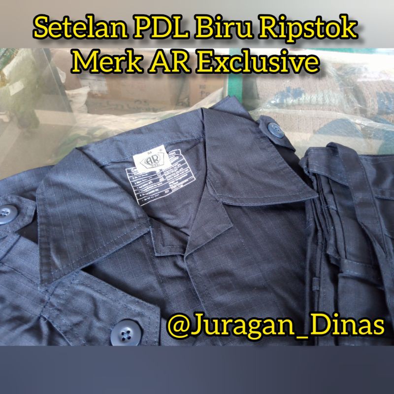 Baju Seragam Setelan PDL Biru Dongker Satpam Security Ripstok Tebal Katun Merk AR Exclusive
